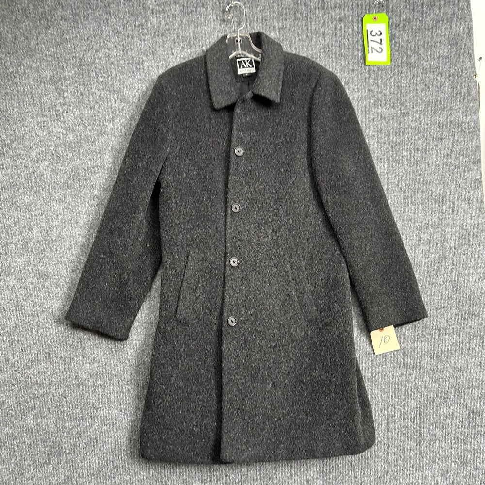 Anne Klein Peacoat Womens 10 Charcoal Gray Long Sleeve Collared Button Front